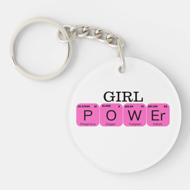 Girl Power Periodic Tablo Element Key Ring (Front)