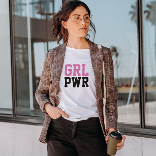 Girl Power Pink Black Modern Feminist GRL PWR  T-Shirt