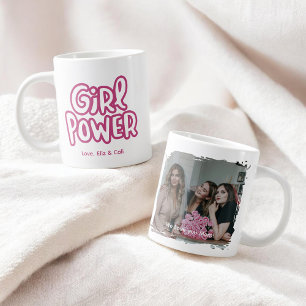 Girl Power Pink Cute Lettering Photo Mother's Day Large Coffee Mug