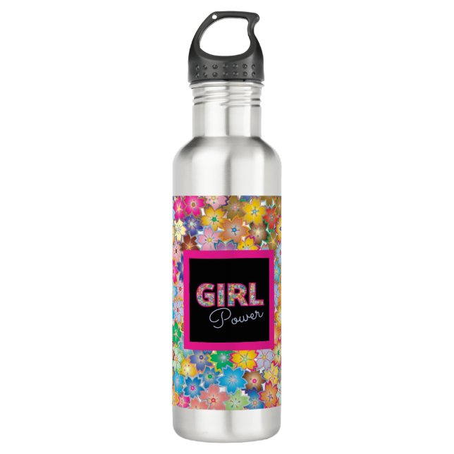 Girl Power | Pink Girly Beautiful Wildflower Women 710 Ml Water Bottle (Front)