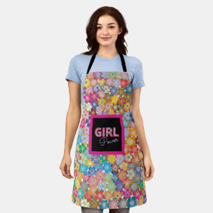 Girl Power Pink Girly Beautiful Wildflower Women Apron