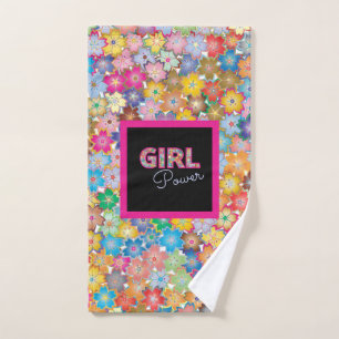 Girl Power Pink Girly Beautiful Wildflower Women Bath Towel Set