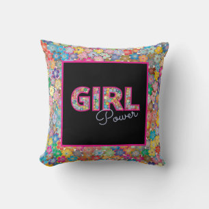 Girl Power Pink Girly Beautiful Wildflower Women Cushion