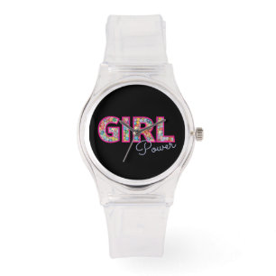Girl Power Pink Girly Beautiful Wildflower Women Watch