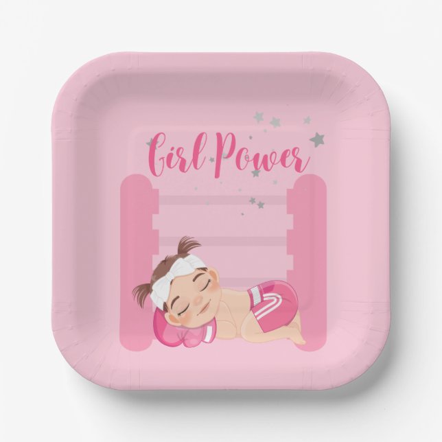Girl power pink  paper plate (Front)
