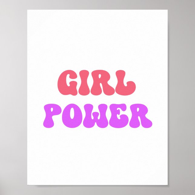 GIRL POWER RETRO PINK PURPLE MESSAGE EMPOWERMENT POSTER (Front)