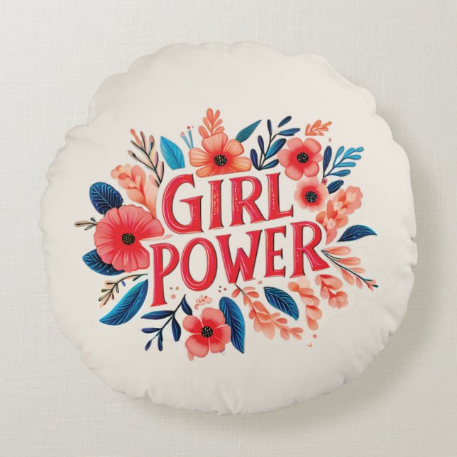 Girl Power Round Cushion (Front)
