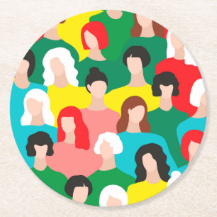Girl power round paper coaster