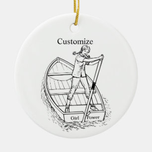 Girl Power Sculling Boat Thunder_Cove Ceramic Tree Decoration