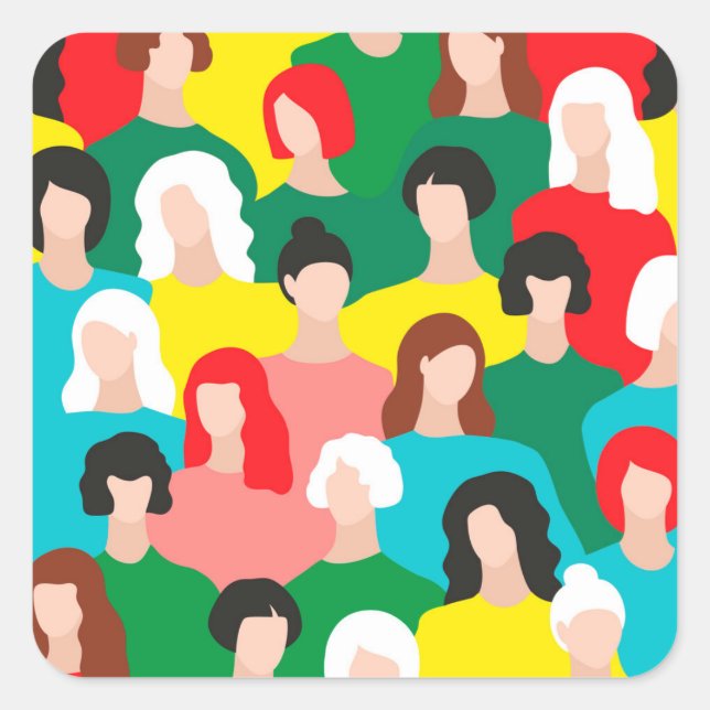 Girl power square sticker (Front)