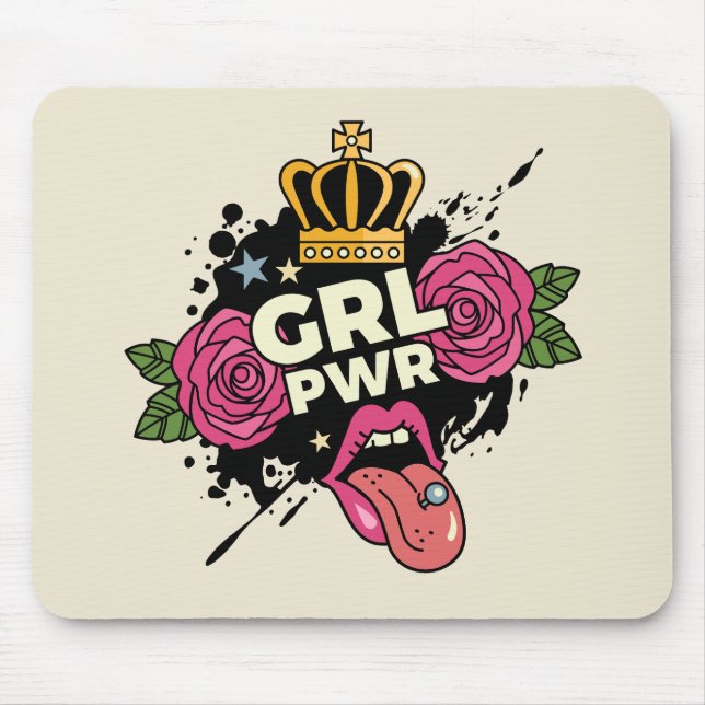 Girl Power Tattoo Style Mouse Pad (Front)