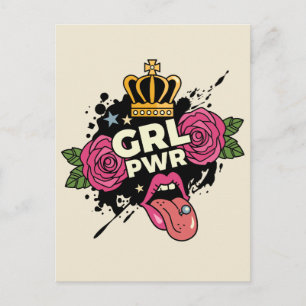 Girl Power Tattoo Style Postcard
