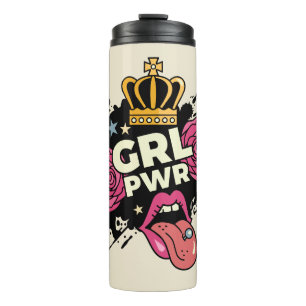 Girl Power Tattoo Style Thermal Tumbler