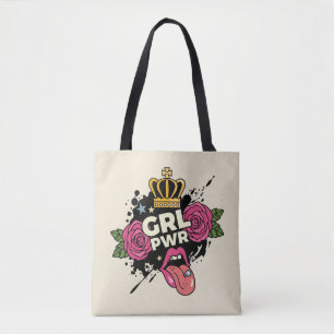 Girl Power Tattoo Style Tote Bag