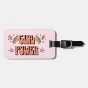 Girl Power text design with stars Luggage Tag