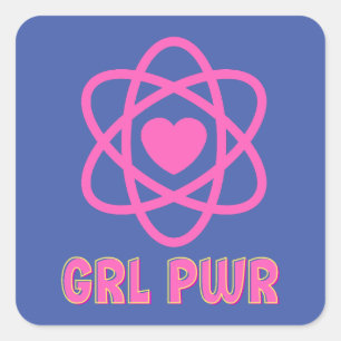 Girl Power Throw Pillow Square Sticker