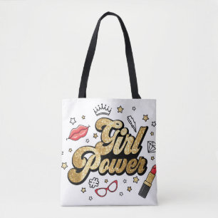 Girl Power: Vintage Feminist Glitter. Tote Bag