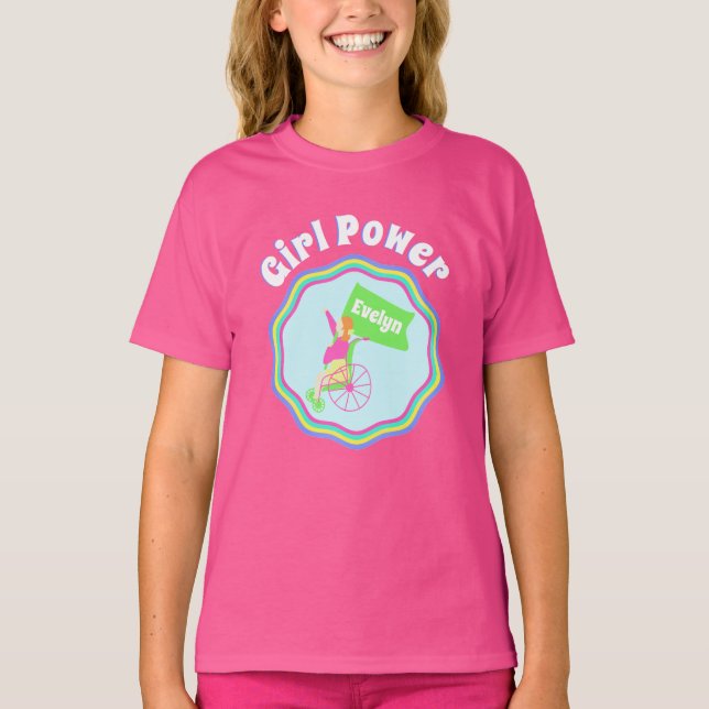Girl Power Wheelchair Personalized T-Shirt (Front)