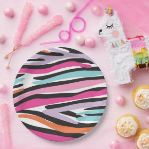 Girl Power Zebra Print Party Plates (Pink)
