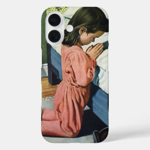 Girl Praying at Bedtime, the Lord's Prayer iPhone 16 Case
