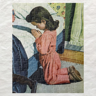 Girl Praying at Bedtime, the Lord's Prayer Jigsaw Puzzle