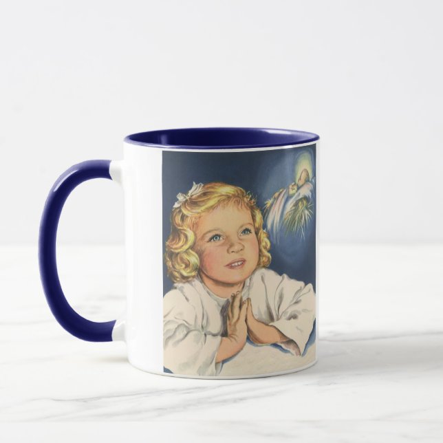 Girl Praying to Jesus Christ, Bedtime Prayers Mug (Left)