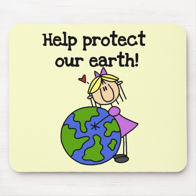 Girl Protect Our Earth Tshirts and Gifts Mouse Pad (Front)