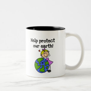 Girl Protect Our Earth Tshirts and Gifts Two-Tone Coffee Mug