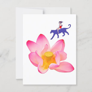 Girl, Puma, and Lotus Postcard