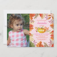 Girl Pumpkin Fall Birthday Invitation