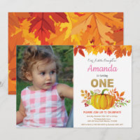 Girl Pumpkin Fall First Birthday Gold Glitter