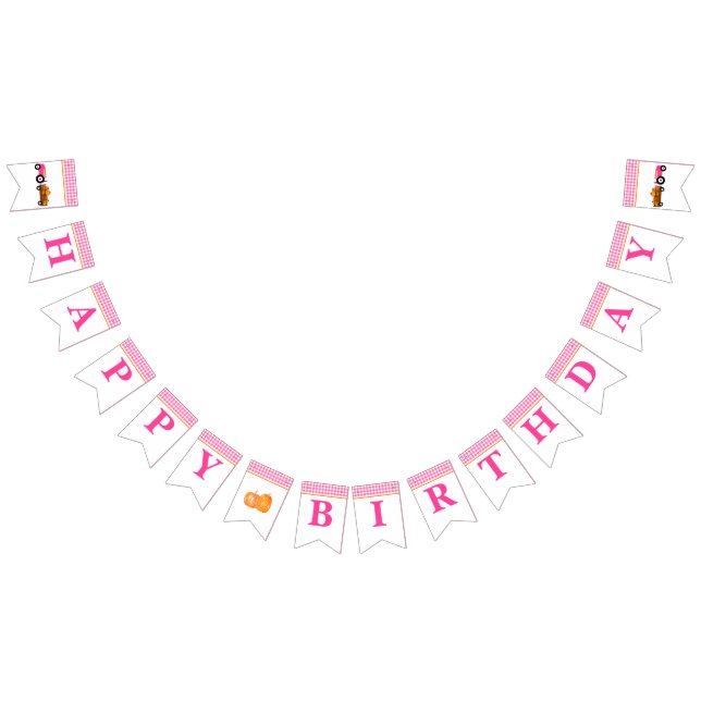 Girl Pumpkin Patch Tractor Pink Happy Birthday Bunting (All)