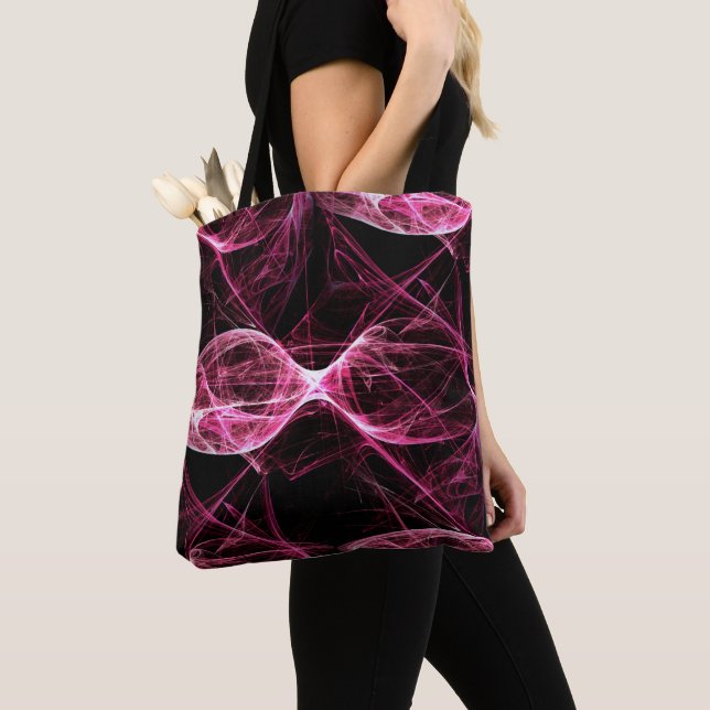 Girl Punk Rock Pink Energy Waves Tote Bag (Close Up)