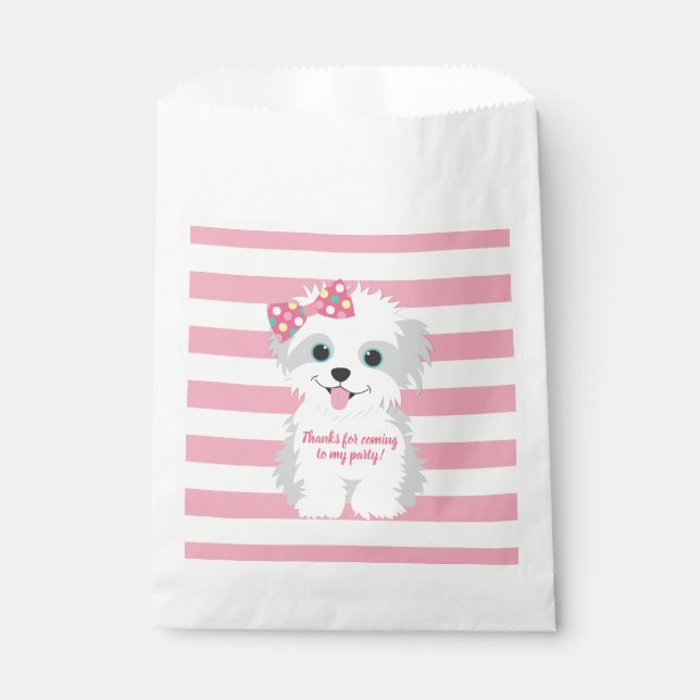 Girl Puppy Birthday Party Favour Bags (Front)