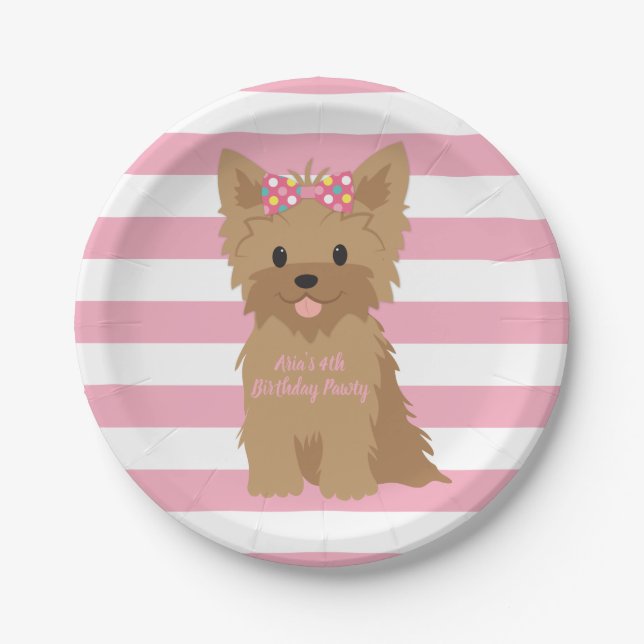 Girl Puppy Birthday Party II Paper Plate (Front)