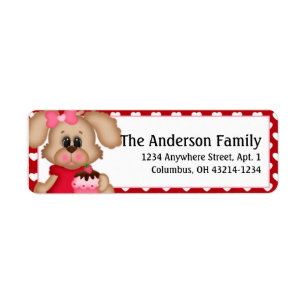 Girl Puppy Dog Valentine's Day Address Labels d3
