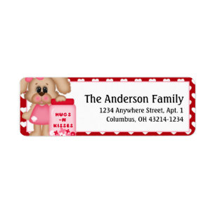Girl Puppy Dog Valentine's Day Address Labels d4
