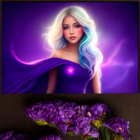 Girl purple blonde neon elegant pink lady art