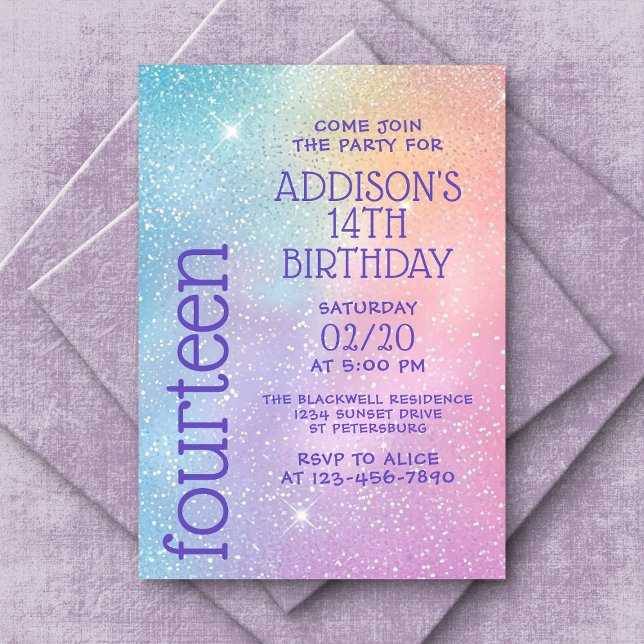 Girl Purple Stars Galaxy Birthday Invitation (Creator Uploaded)