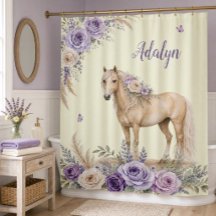 Girl Purple Yellow Rose Horse Monogram
