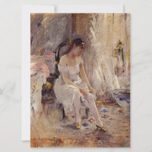 Girl Putting on Her Stockings (by Berthe Morisot) Card