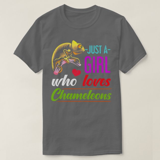 Girl Rainforest Animal Zoo Chameleon T-Shirt (Design Front)