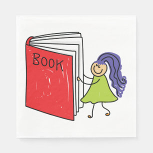 Girl Reading A Book Paper Napkins