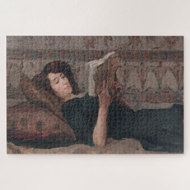 Girl Reading a Book (Reclining on a Divan) Jigsaw Puzzle (Horizontal)