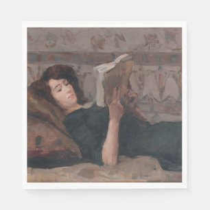 Girl Reading a Book (Reclining on a Divan) Napkin