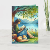 Girl Reading a Book under a Tree | Birthday