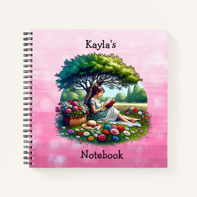 Girl Reading a Book under a Tree on a Relaxing Day (Front)