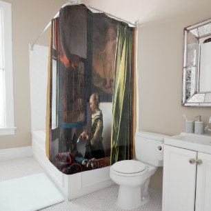 Girl Reading a Letter at an Open Window, Vermeer Shower Curtain