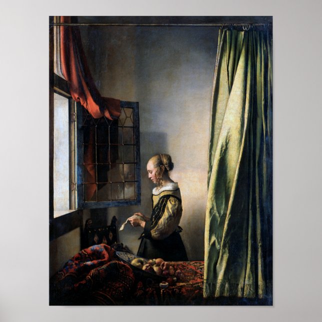 Girl Reading a Letter at the Window, Vermeer Poster (Front)