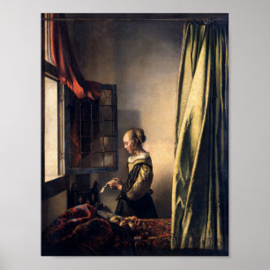 Girl Reading a Letter by Johannes Vermeer Art Poster